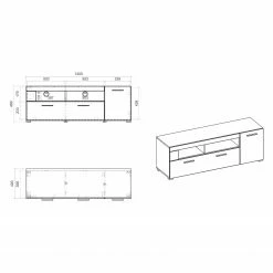 Loftscape Ensemble meubles TV Cely II (4 éléments) - Blanc brillant / Blanc mat -loftscape Boutique 1000214313 200527 07022300185 SKETCH DETAILS P000000001000214313 sketch