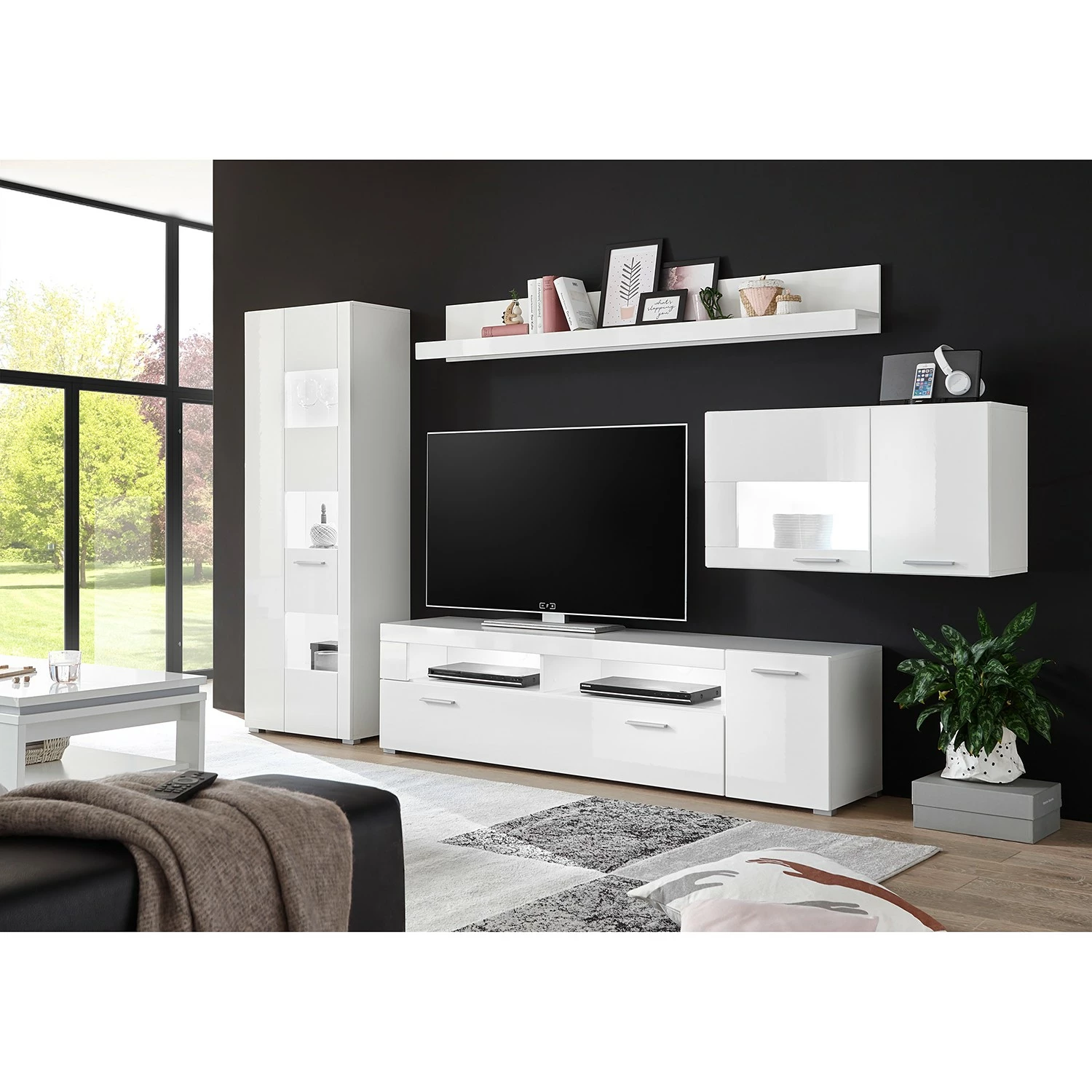 Loftscape Ensemble meubles TV Cely III (4 élém.) - Blanc brillant / Blanc mat 4 Loftscape Ensemble meubles TV Cely III (4 élém.) - Blanc brillant / Blanc mat – Image 2