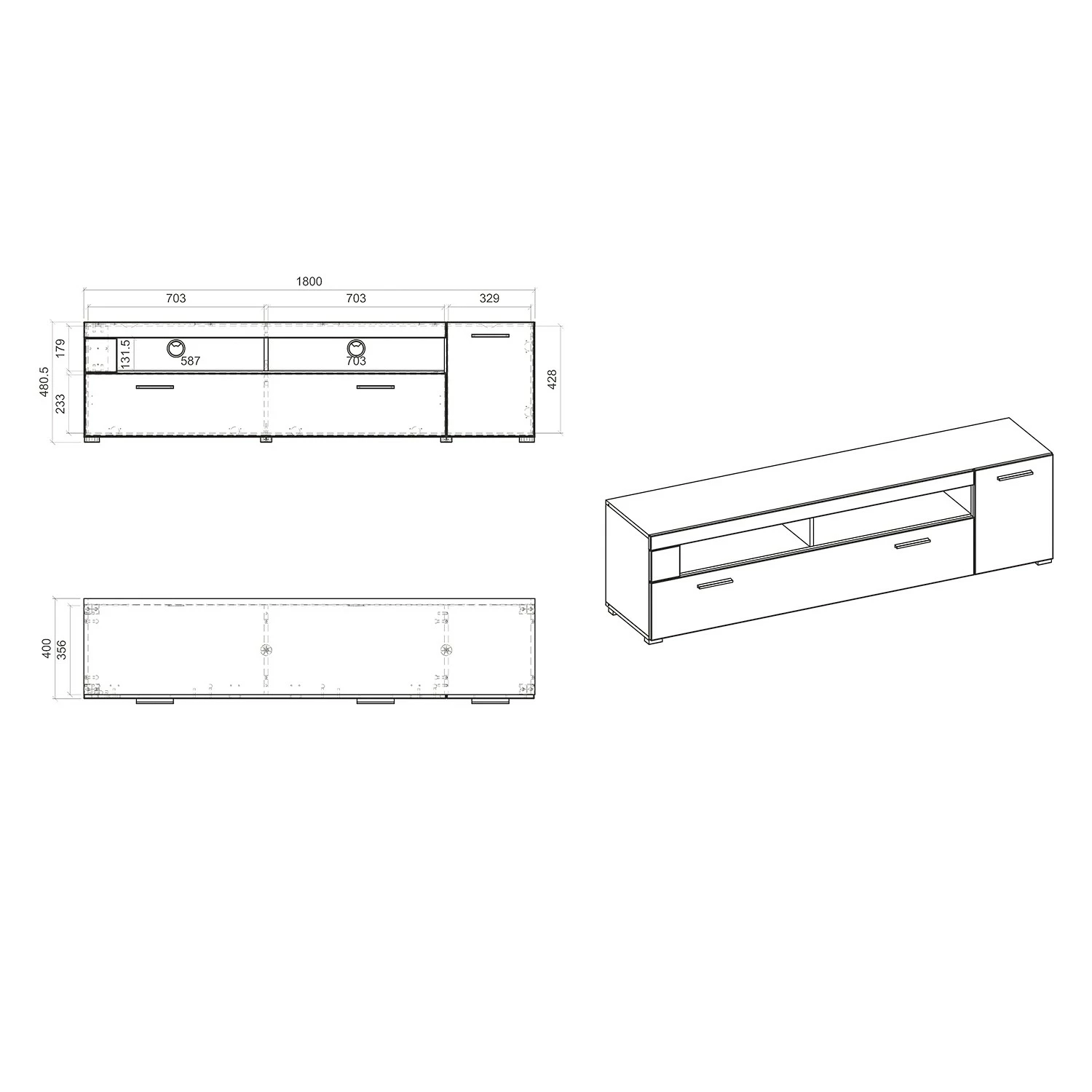 Loftscape Ensemble meubles TV Cely III (4 élém.) - Blanc brillant / Blanc mat 25 Loftscape Ensemble meubles TV Cely III (4 élém.) - Blanc brillant / Blanc mat – Image 23