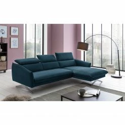 Fredriks Canapé d’angle Silt - Velours - Bleu foncé - Méridienne courte à droite (vue de face) -loftscape Boutique 1000215467 201209 18165700652 MOOD DETAILS P000000001000215467 mood