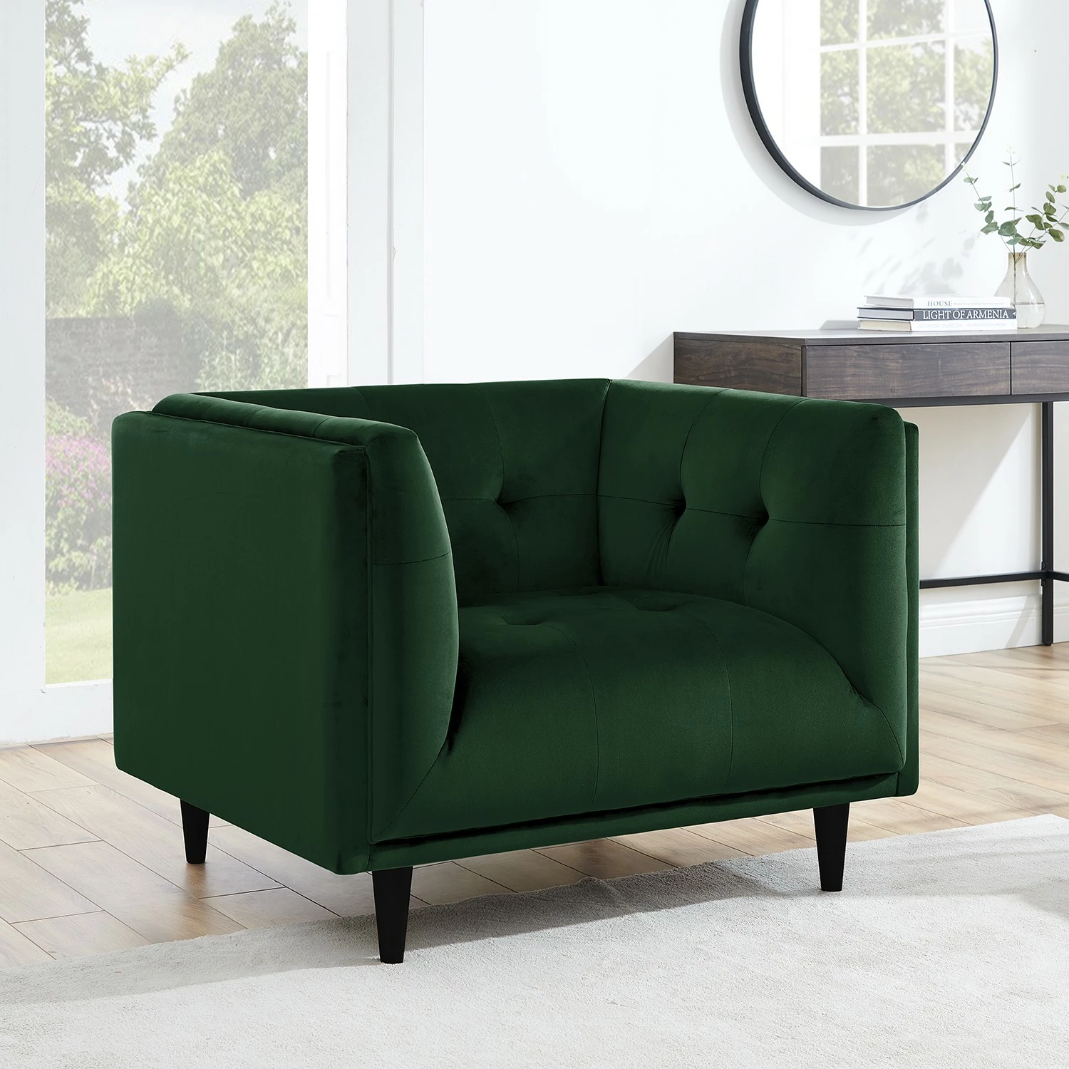 Red Living Fauteuil Botley - Velours - Vert foncé 4 Red Living Fauteuil Botley - Velours - Vert foncé – Image 2