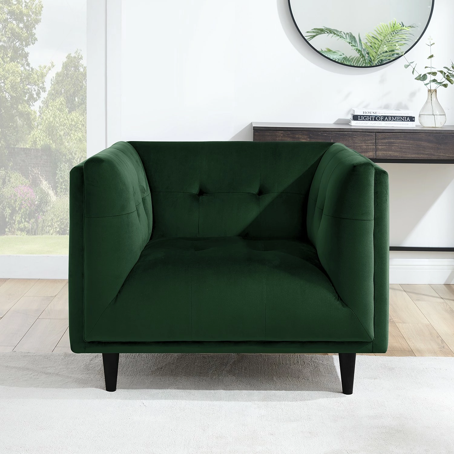 Red Living Fauteuil Botley - Velours - Vert foncé 5 Red Living Fauteuil Botley - Velours - Vert foncé – Image 3