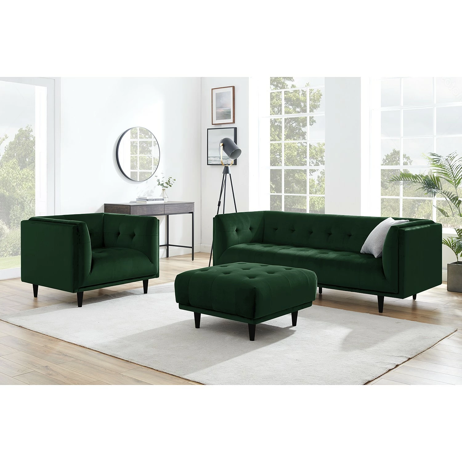 Red Living Fauteuil Botley - Velours - Vert foncé 6 Red Living Fauteuil Botley - Velours - Vert foncé – Image 4