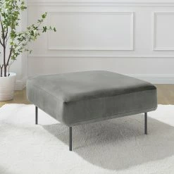 Fredriks Repose-pieds capitonné Bleecker - Velours - Gris -loftscape Boutique 1000216243 210107 16320100404 MOOD DETAILS P000000001000216243 mood