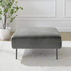 Fredriks Repose-pieds capitonné Bleecker - Velours - Gris -loftscape Boutique 1000216243 210107 16320100405 MOOD DETAILS P000000001000216243 mood