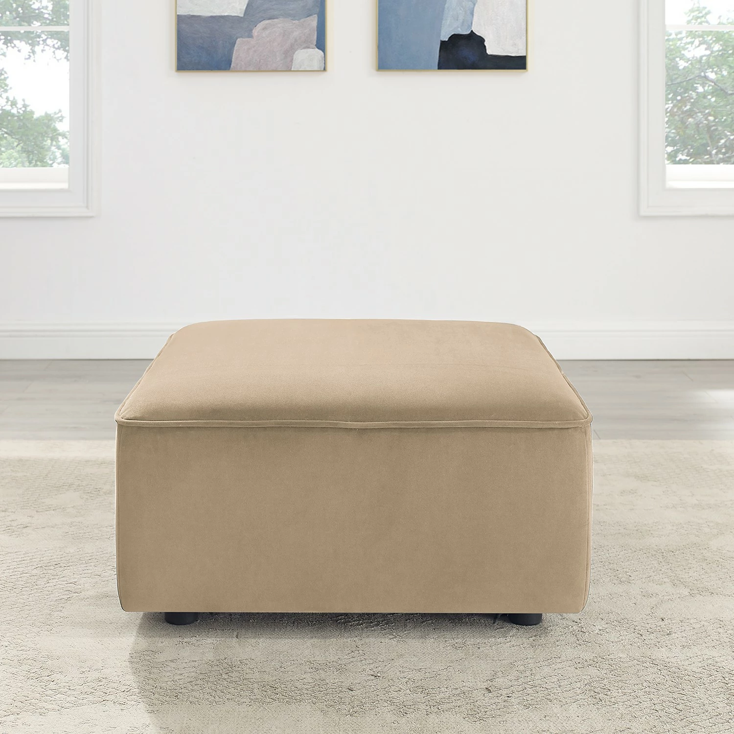 Fredriks Repose-pieds capitonné Berlou II - Tissu - Beige 5 Fredriks Repose-pieds capitonné Berlou II - Tissu - Beige – Image 3