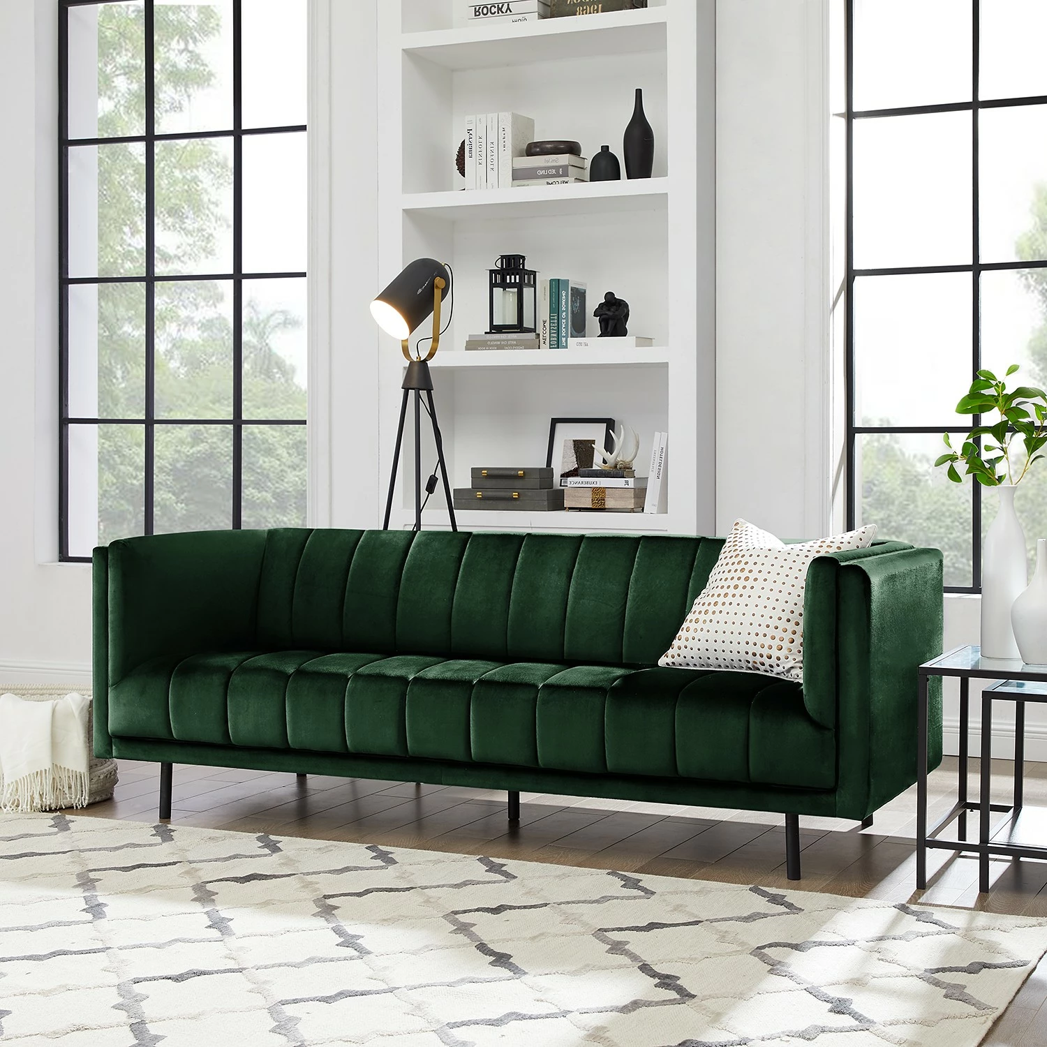 Jack & Alice Canapé Beslon (3 places) - Tissu - Vert foncé 4 Jack & Alice Canapé Beslon (3 places) - Tissu - Vert foncé – Image 2