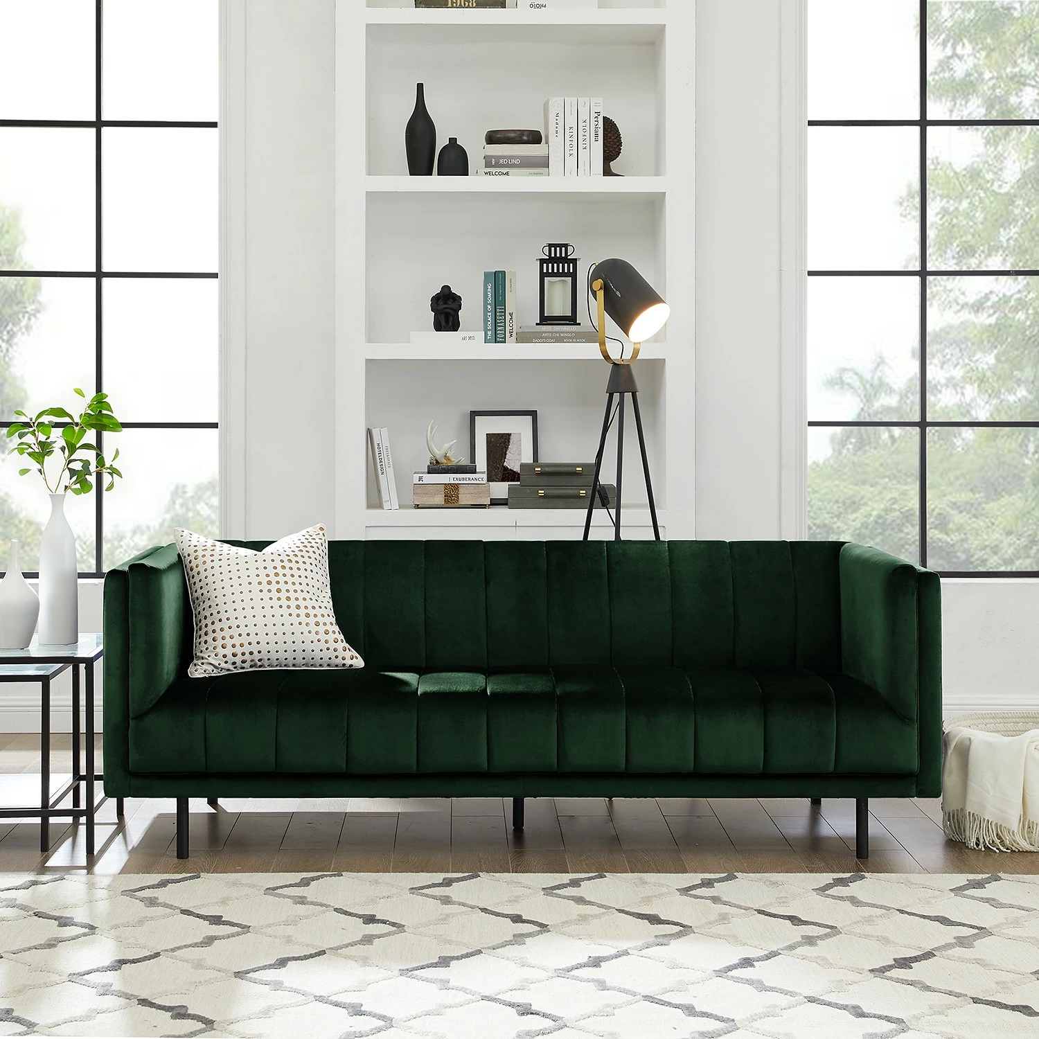 Jack & Alice Canapé Beslon (3 places) - Tissu - Vert foncé 5 Jack & Alice Canapé Beslon (3 places) - Tissu - Vert foncé – Image 3