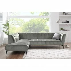 Mørteens Canapé d’angle Jamsa - Velours - Gris - Méridienne longue à gauche (vue de face) -loftscape Boutique 1000216281 210107 16323300776 MOOD DETAILS P000000001000216281 mood