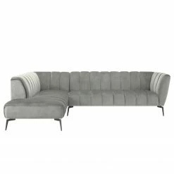 Mørteens Canapé d’angle Jamsa - Velours - Gris - Méridienne longue à gauche (vue de face) -loftscape Boutique 1000216281 210107 16323400777 DETAILS P000000001000216281