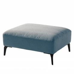 Studio Copenhagen Repose-pieds capitonné Berrie - Tissu Saia: Bleu jean