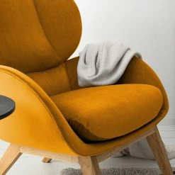 Studio Copenhagen Fauteuil Marols - Velours Shyla: Orange jaune - Chêne clair -loftscape Boutique 1000217270 210122 15291300073 DETAILS P000000001000217270
