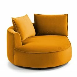 Studio Copenhagen Canapé d’angle Buckley I - Velours Shyla: Orange jaune - Méridienne courte à gauche (vue de face) -loftscape Boutique 1000217929 201119 12203500360 DETAILS P000000001000217929