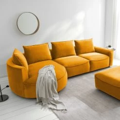 Studio Copenhagen Canapé d’angle Buckley I - Velours Shyla: Orange jaune - Méridienne courte à gauche (vue de face) -loftscape Boutique 1000217929 210127 14545100177 MOOD DETAILS P000000001000217929 mood