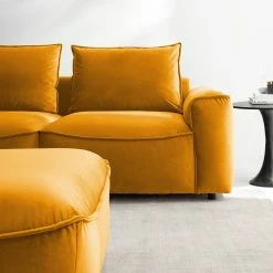 Studio Copenhagen Canapé d’angle Buckley I - Velours Shyla: Orange jaune - Méridienne courte à gauche (vue de face) -loftscape Boutique 1000217929 210127 14545100178 DETAILS P000000001000217929