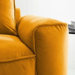 Studio Copenhagen Canapé d’angle Buckley I - Velours Shyla: Orange jaune - Méridienne courte à gauche (vue de face) -loftscape Boutique 1000217929 210127 14545100179 DETAILS P000000001000217929