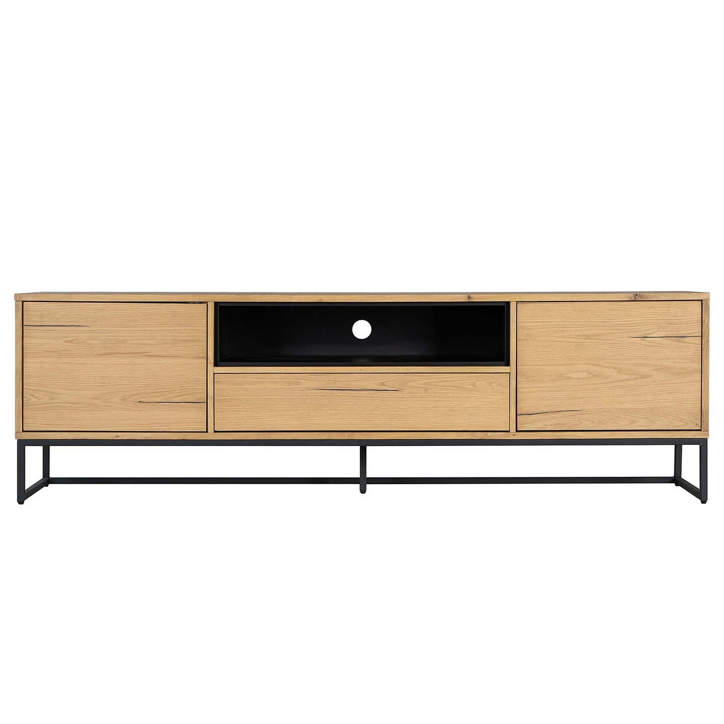 Studio Copenhagen Meuble TV Flox I - Placage en bois véritable / Métal -Chêne / Noir 5 Studio Copenhagen Meuble TV Flox I - Placage en bois véritable / Métal -Chêne / Noir – Image 3