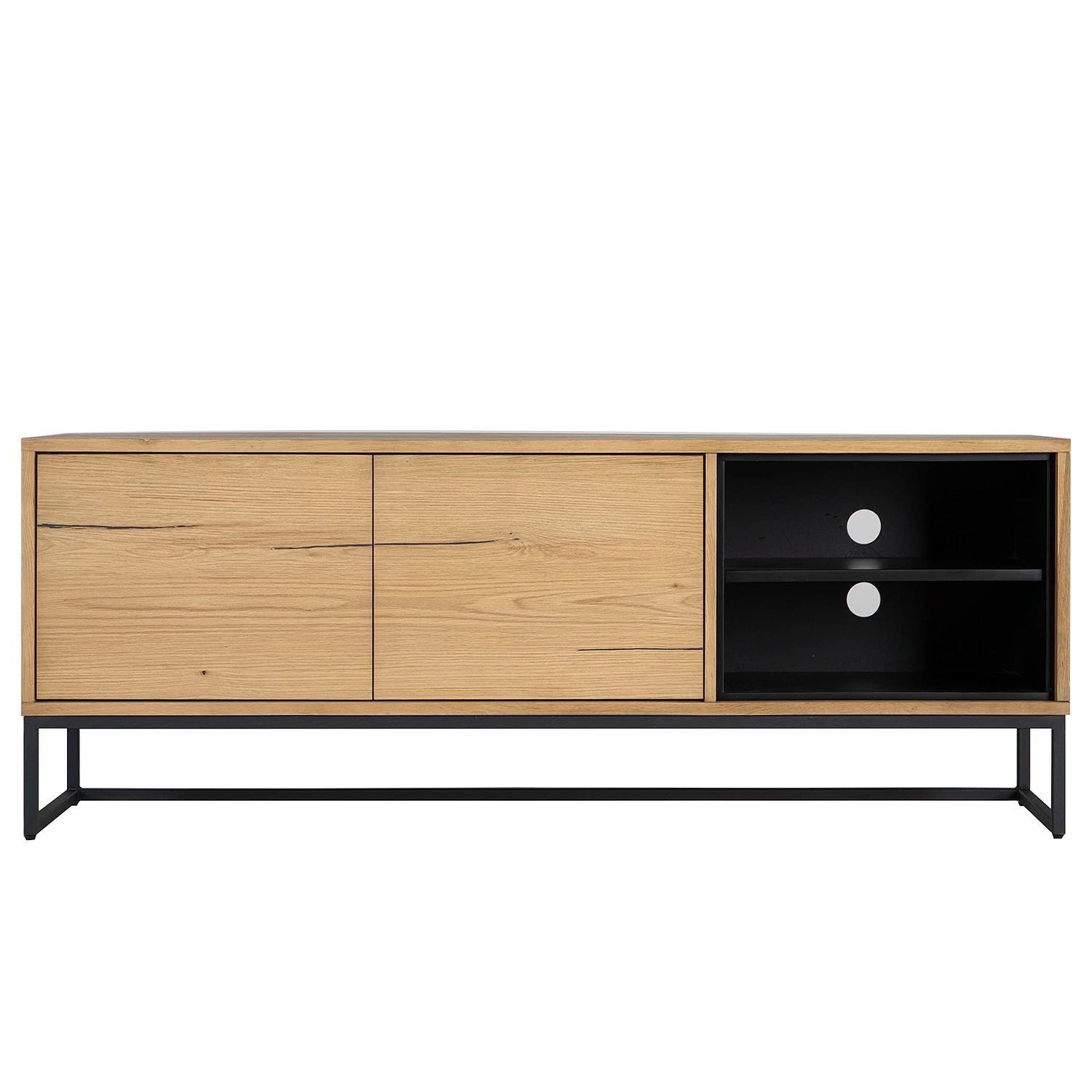 Studio Copenhagen Meuble TV Flox II - Placage en bois véritable / Métal -Chêne / Noir 5 Studio Copenhagen Meuble TV Flox II - Placage en bois véritable / Métal -Chêne / Noir – Image 3