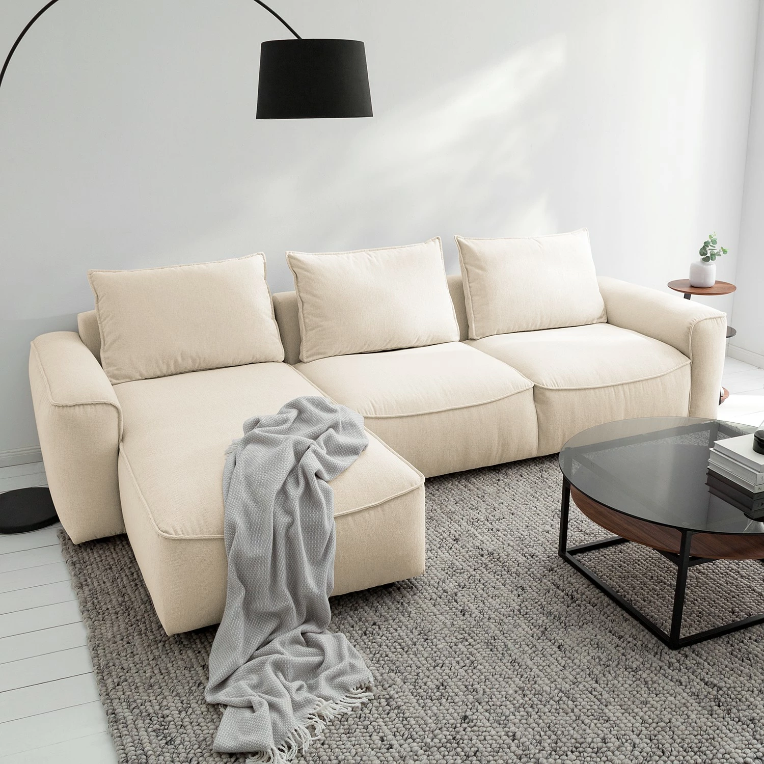 Studio Copenhagen Canapé d’angle Buckley II - Tissu Saia: Beige - Méridienne courte à gauche (vue de face) 5 Studio Copenhagen Canapé d’angle Buckley II - Tissu Saia: Beige - Méridienne courte à gauche (vue de face) – Image 3