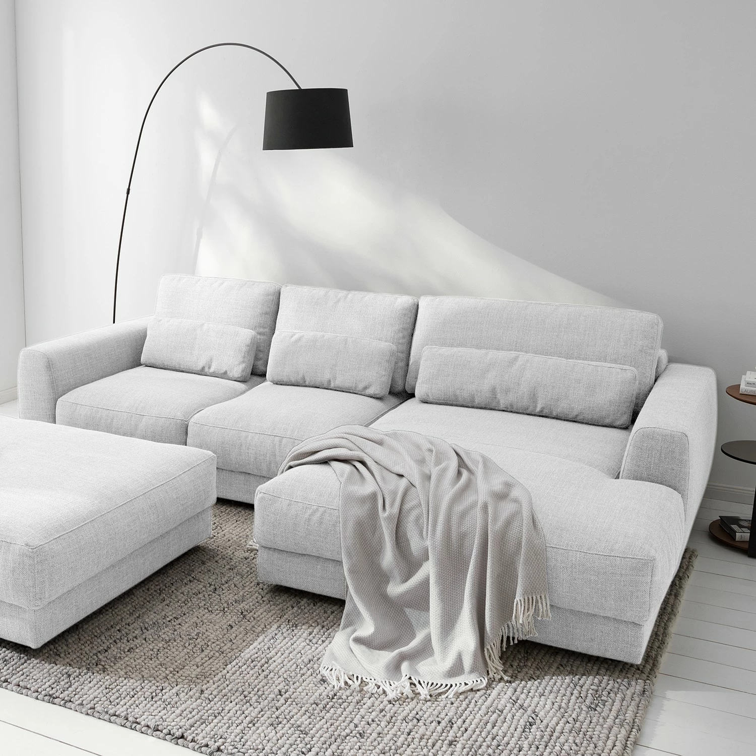 Studio Copenhagen Canapé d’angle Willows III - Tissu Amila: Gris clair - Méridienne courte à droite (vue de face) 5 Studio Copenhagen Canapé d’angle Willows III - Tissu Amila: Gris clair - Méridienne courte à droite (vue de face) – Image 3