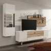 GWINNER Ensemble meubles TV Misano I (3 élém.) - Placage en bois véritable / Verre - Planches de chêne / Gris - Blanc / Chêne sauvage - Sans éclairage -loftscape Boutique 1000218311 200828 11261900025 MOOD IMAGE P000000001000218311 mood