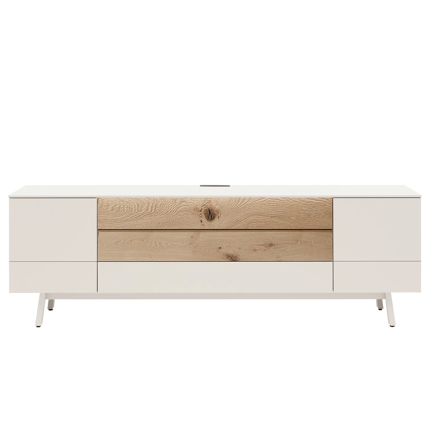 GWINNER Ensemble meubles TV Misano I (3 élém.) - Placage en bois véritable / Verre - Planches de chêne / Gris - Blanc / Chêne sauvage - Sans éclairage 8 GWINNER Ensemble meubles TV Misano I (3 élém.) - Placage en bois véritable / Verre - Planches de chêne / Gris - Blanc / Chêne sauvage - Sans éclairage – Image 6