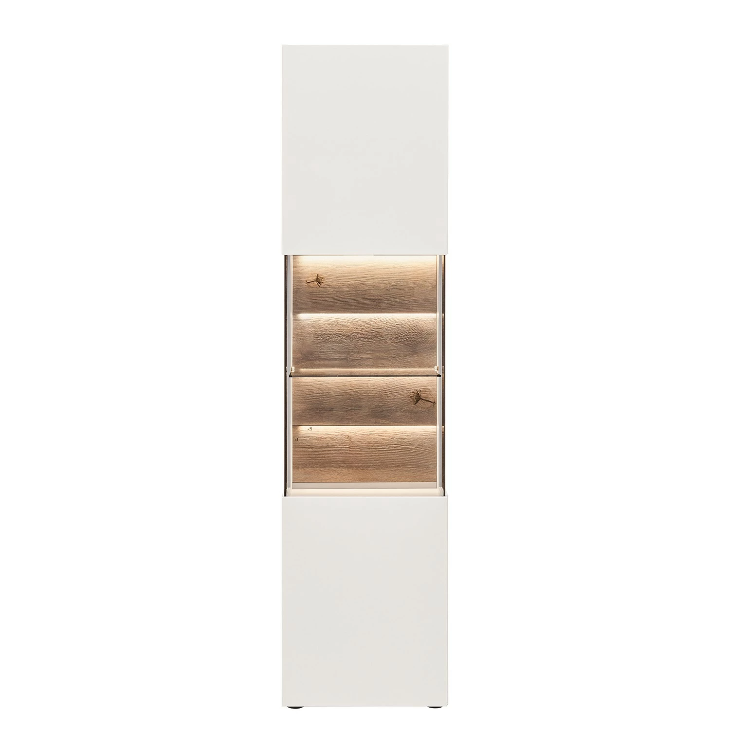 GWINNER Ensemble meubles TV Misano II (3 élém.) - Placage en bois véritable / Verre - Planches de chêne / Gris - Blanc / Chêne sauvage - Avec éclairage 8 GWINNER Ensemble meubles TV Misano II (3 élém.) - Placage en bois véritable / Verre - Planches de chêne / Gris - Blanc / Chêne sauvage - Avec éclairage – Image 6