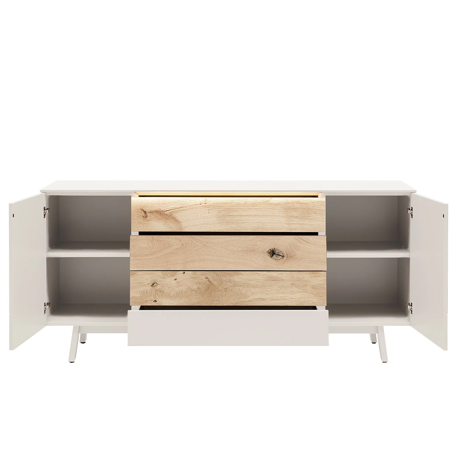 GWINNER Buffet Misano - Blanc / Chêne sauvage - Avec éclairage 4 GWINNER Buffet Misano - Blanc / Chêne sauvage - Avec éclairage – Image 2