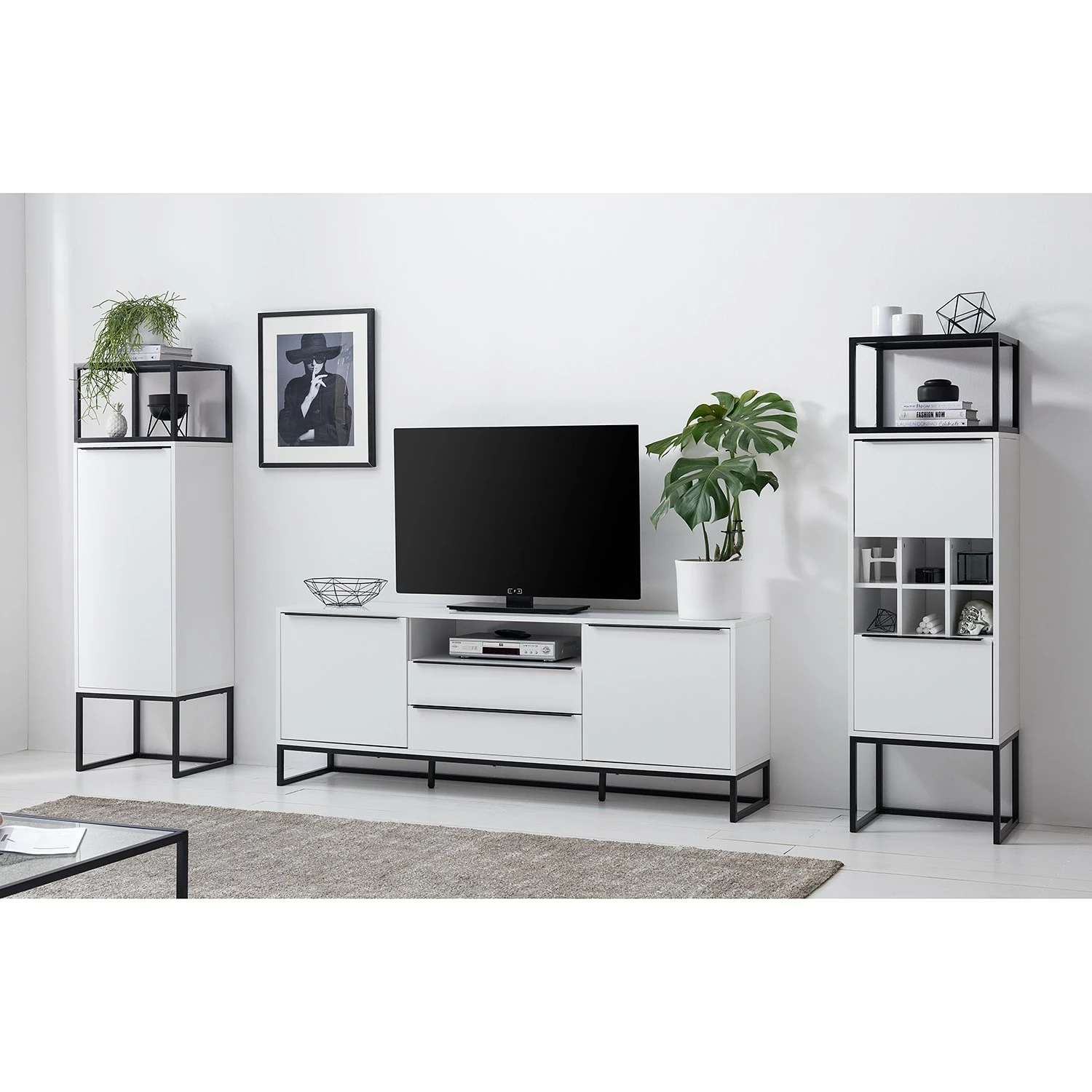 Fredriks Armoire White Hall II - Blanc mat / Noir 4 Fredriks Armoire White Hall II - Blanc mat / Noir – Image 3