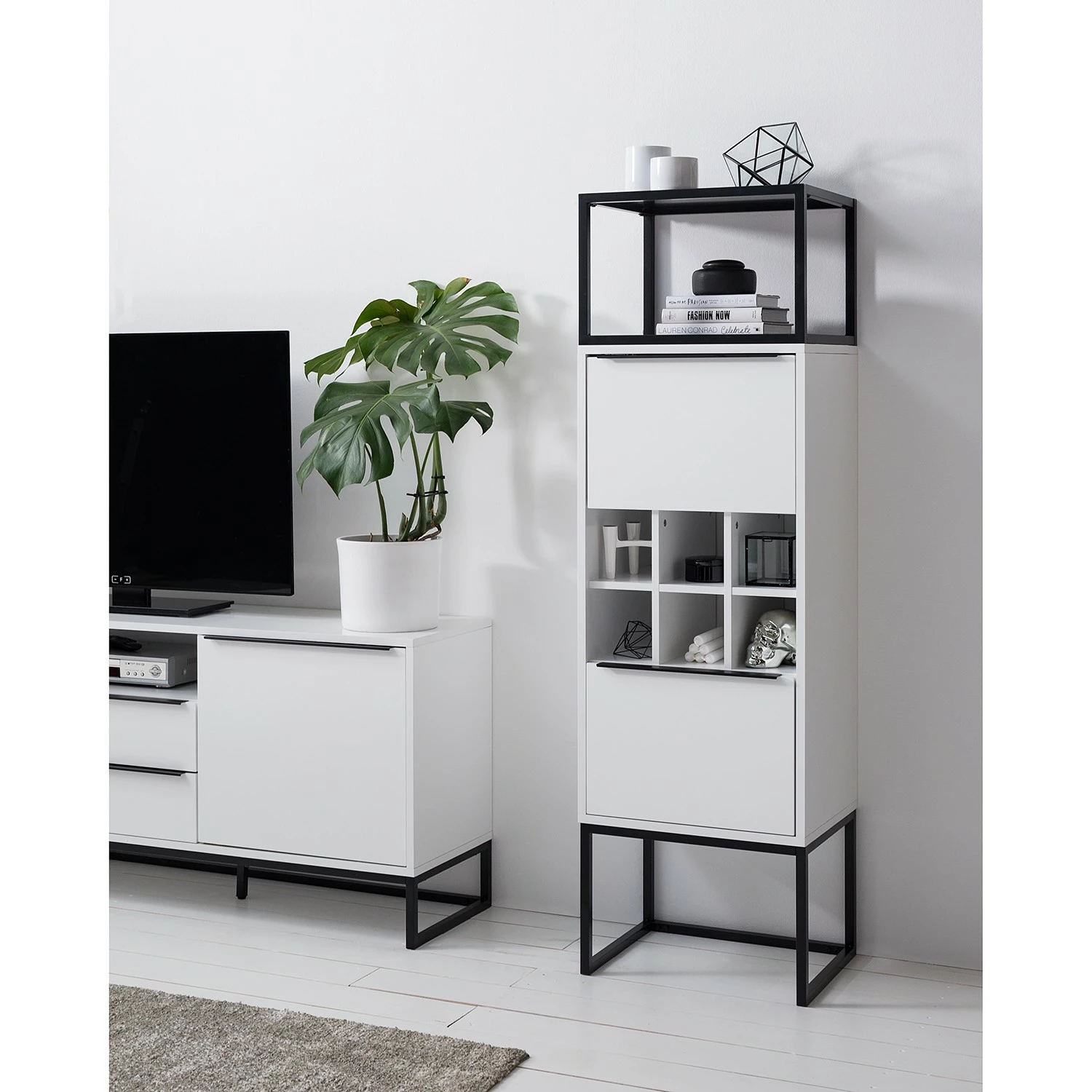 Fredriks Armoire White Hall II - Blanc mat / Noir 3 Fredriks Armoire White Hall II - Blanc mat / Noir – Image 2
