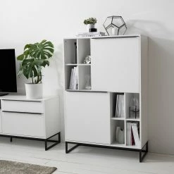 Fredriks Buffet haut White Hall - Blanc mat / Noir -loftscape Boutique 1000218378 210316 08015900013 MOOD DETAILS P000000001000218378 mood