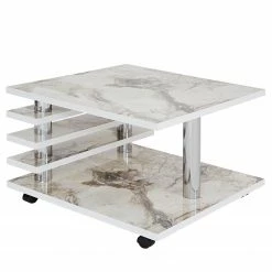 Loftscape Table basse Bacova I - Imitation marbre blanc