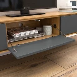 Studio Copenhagen Meuble TV Danica - Placage en bois véritable - Gris foncé mat / Frêne -loftscape Boutique 1000220429 210903 11024800088 DETAILS P000000001000220429