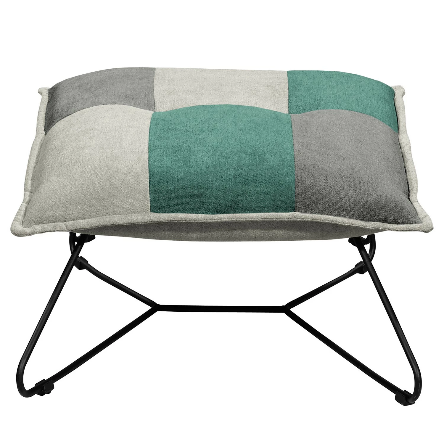 Fredriks Fauteuil Tutu - Microfibre - Microfibre Ranu Patchwork: Turquoise / Gris - Avec repose-pieds - Sans accoudoirs 6 Fredriks Fauteuil Tutu - Microfibre - Microfibre Ranu Patchwork: Turquoise / Gris - Avec repose-pieds - Sans accoudoirs – Image 4