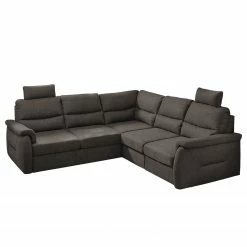 Fredriks Canapé d’angle Gladwin - Microfibre Ranu: Gris minéral - Fonction lit à gauche (vue de face)