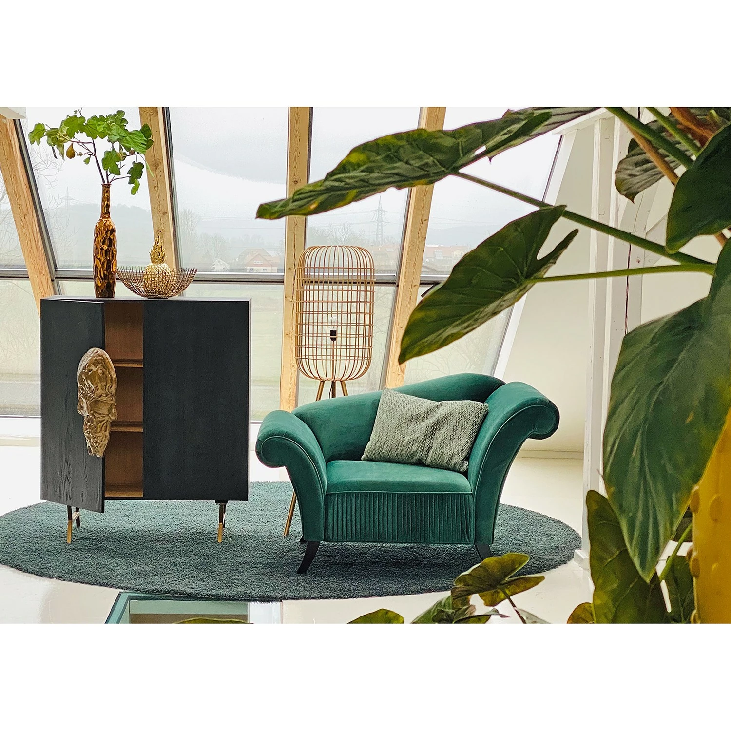 Red Living Buffet Worland I - Placage en bois véritable / Métal -Chêne noir / Doré 4 Red Living Buffet Worland I - Placage en bois véritable / Métal -Chêne noir / Doré – Image 2