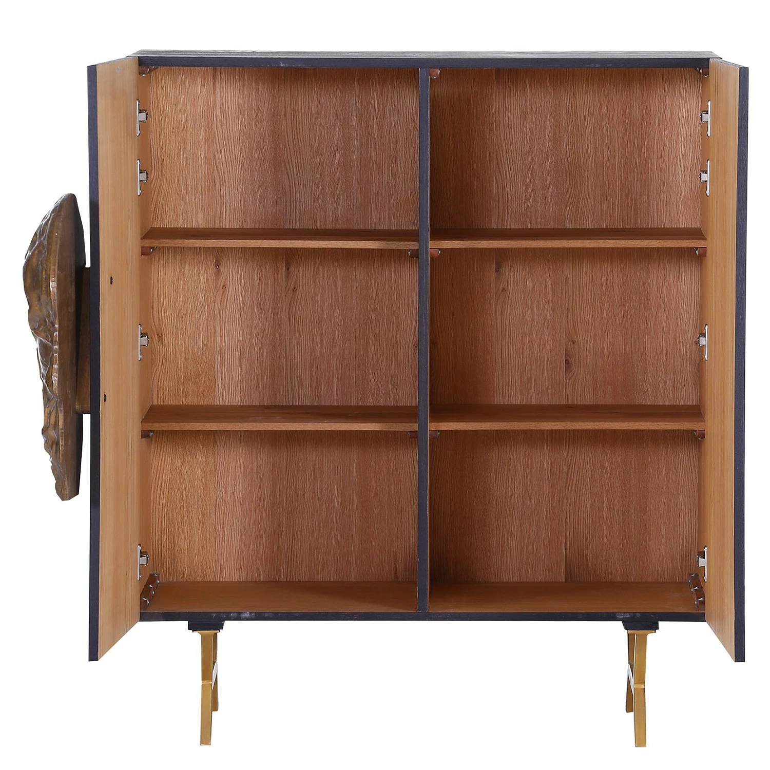 Red Living Buffet Worland I - Placage en bois véritable / Métal -Chêne noir / Doré 6 Red Living Buffet Worland I - Placage en bois véritable / Métal -Chêne noir / Doré – Image 4