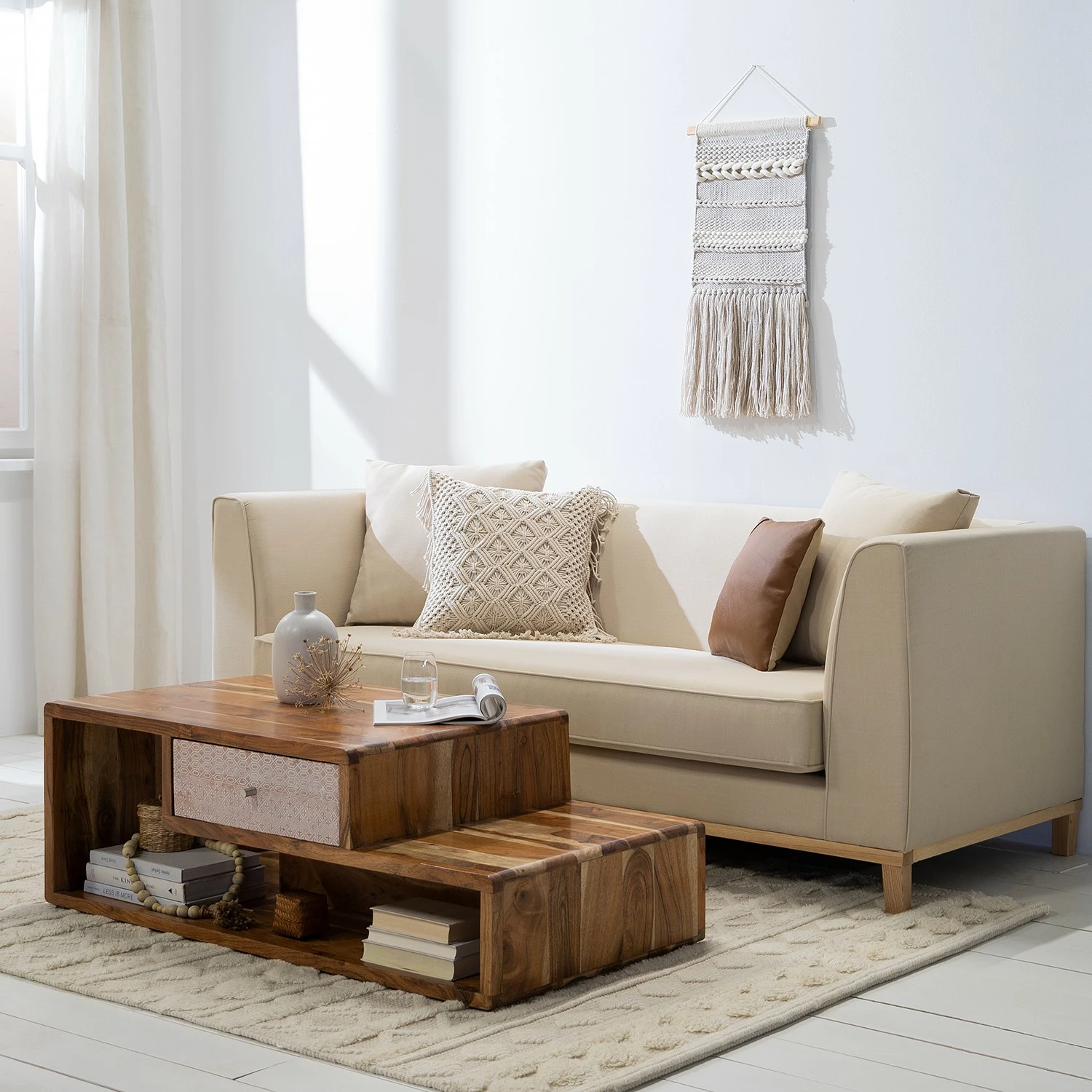 Ars manufacti Table basse Buuda - Acacia massif - Écru / Acacia 4 Ars manufacti Table basse Buuda - Acacia massif - Écru / Acacia – Image 2