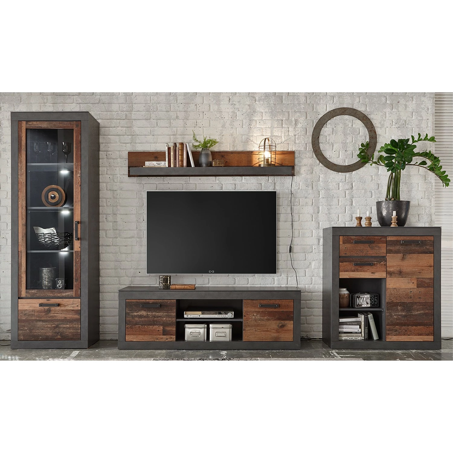 Red Living Ensemble meubles TV Buzan I (4 élém.) - Imitation bois recyclé / Anthracite 3 Red Living Ensemble meubles TV Buzan I (4 élém.) - Imitation bois recyclé / Anthracite