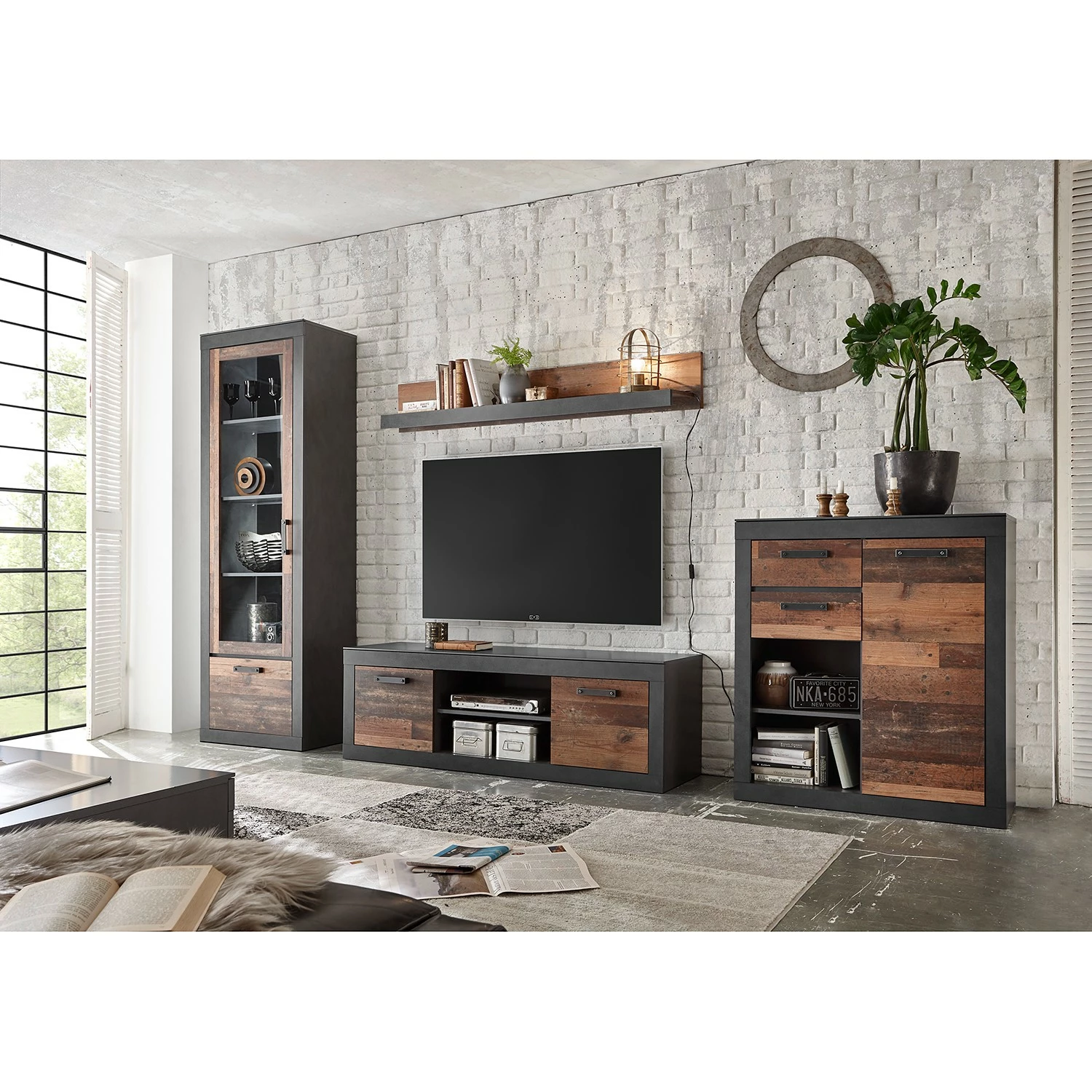 Red Living Ensemble meubles TV Buzan I (4 élém.) - Imitation bois recyclé / Anthracite 8 Red Living Ensemble meubles TV Buzan I (4 élém.) - Imitation bois recyclé / Anthracite – Image 6