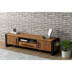 Ars manufacti Meuble TV Urban Industry II - Partiellement en acacia massif / Métal - Acacia / Noir -loftscape Boutique 1000224206 210714 07372100010 MOOD DETAILS P000000001000224206 mood