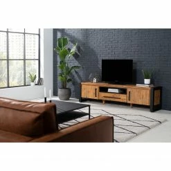 Ars manufacti Meuble TV Urban Industry II - Partiellement en acacia massif / Métal - Acacia / Noir -loftscape Boutique 1000224206 220118 085457000023 MOOD DETAILS P000000001000224206 mood