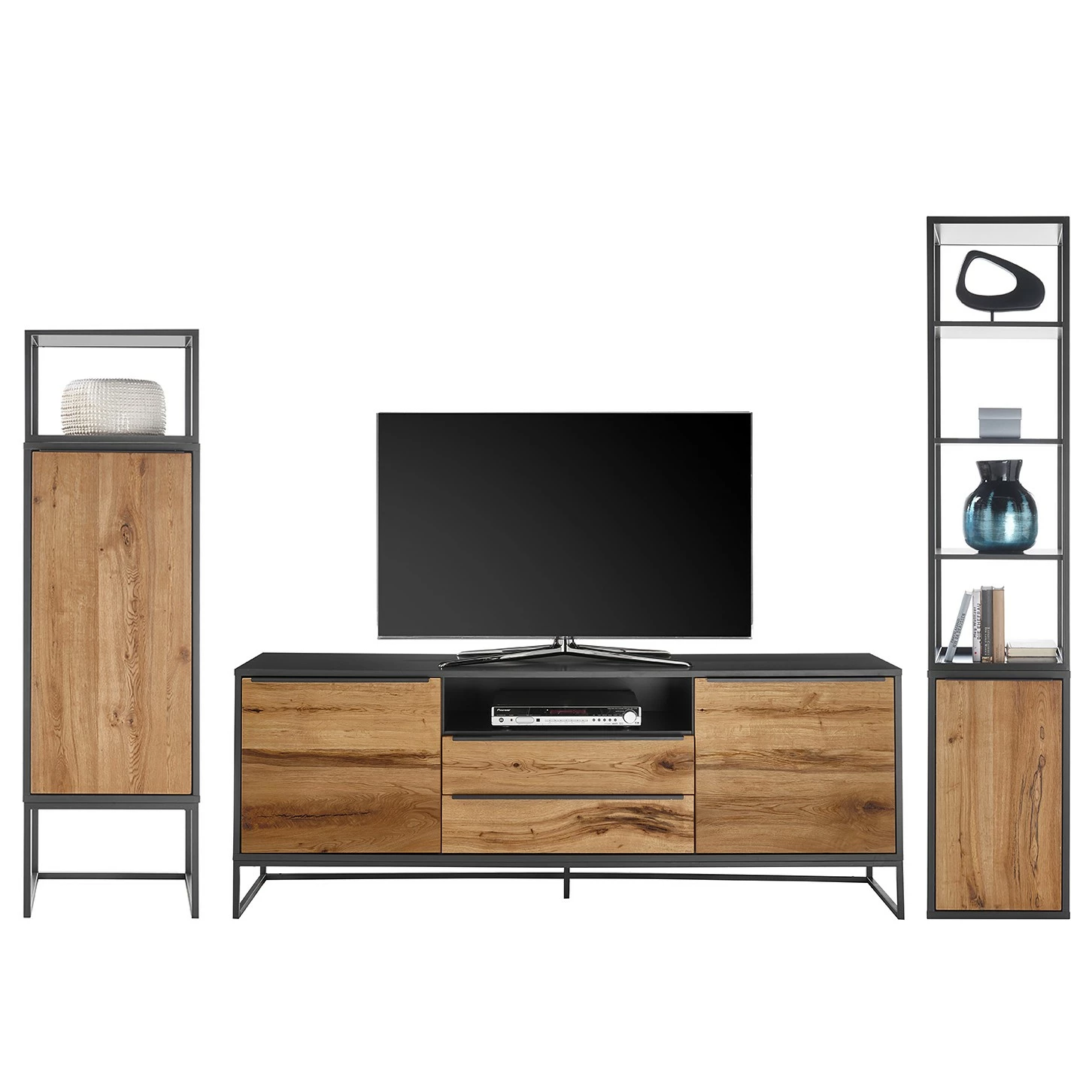 Red Living Ensemble meubles TV Barview III (3 élé.) - Placage bois - Chêne / Anthracite 5 Red Living Ensemble meubles TV Barview III (3 élé.) - Placage bois - Chêne / Anthracite – Image 3