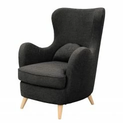 Fauteuil Moulton - Tissu structuré Talta: Noir