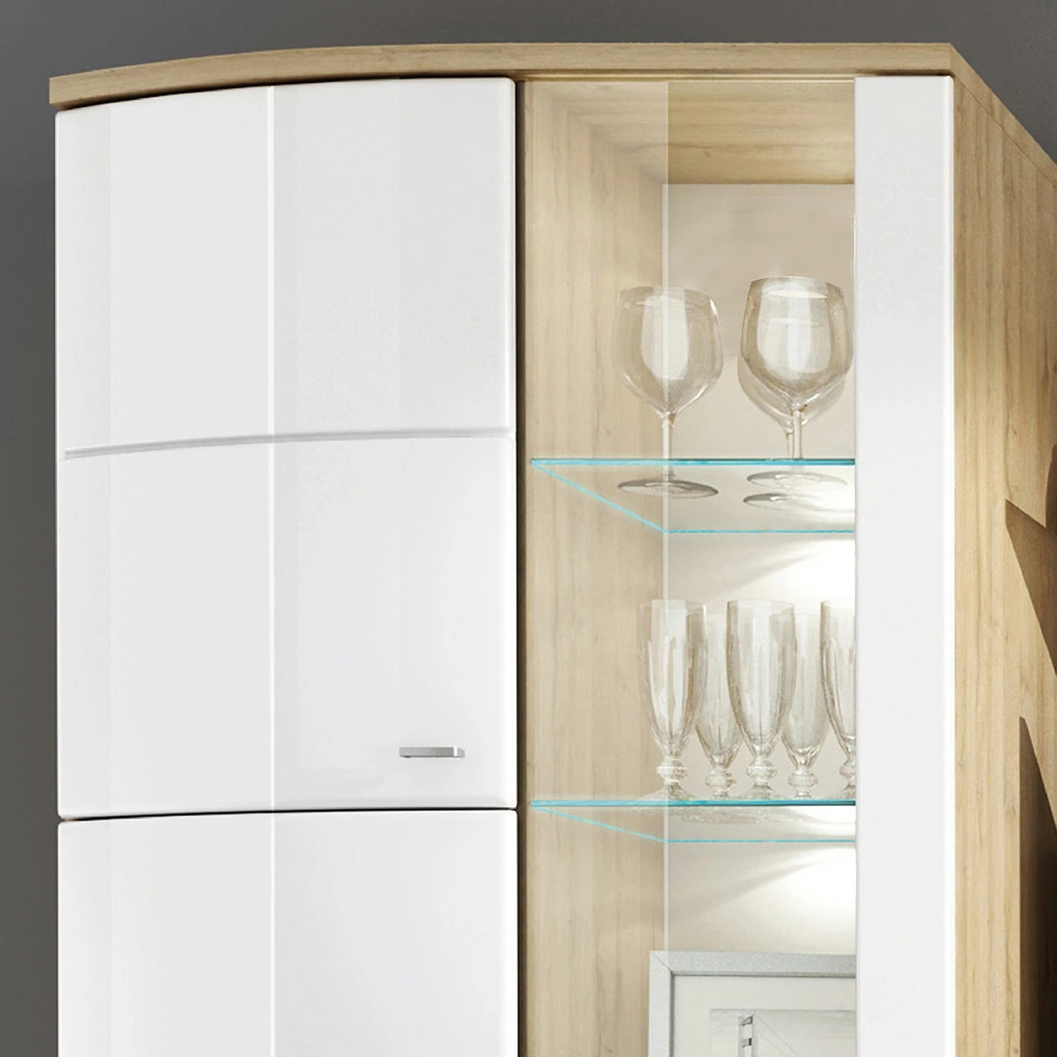 Loftscape Ensembles meubles TV Colcord (4 élém.) - Blanc brillant / Imitiation chêne 7 Loftscape Ensembles meubles TV Colcord (4 élém.) - Blanc brillant / Imitiation chêne – Image 5