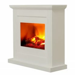Loftscape Cheminée électrique Ontario - Blanc brillant - Insert de cheminée noir