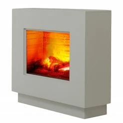 Loftscape Cheminée électrique Borkum - Gris - Insert de cheminée imitation de pierre