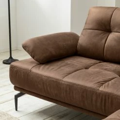 Fredriks Canapé d’angle Linville - Microfibre Torne: Marron scuro - Largeur : 258 cm - Méridienne courte à droite (vue de face) - Sans appui-tête -loftscape Boutique 1000225234 210305 12311400812 DETAILS P000000001000225234