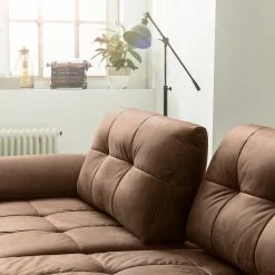 Fredriks Canapé d’angle Linville - Microfibre Torne: Marron scuro - Largeur : 258 cm - Méridienne courte à droite (vue de face) - Sans appui-tête -loftscape Boutique 1000225234 210305 12311400813 DETAILS P000000001000225234