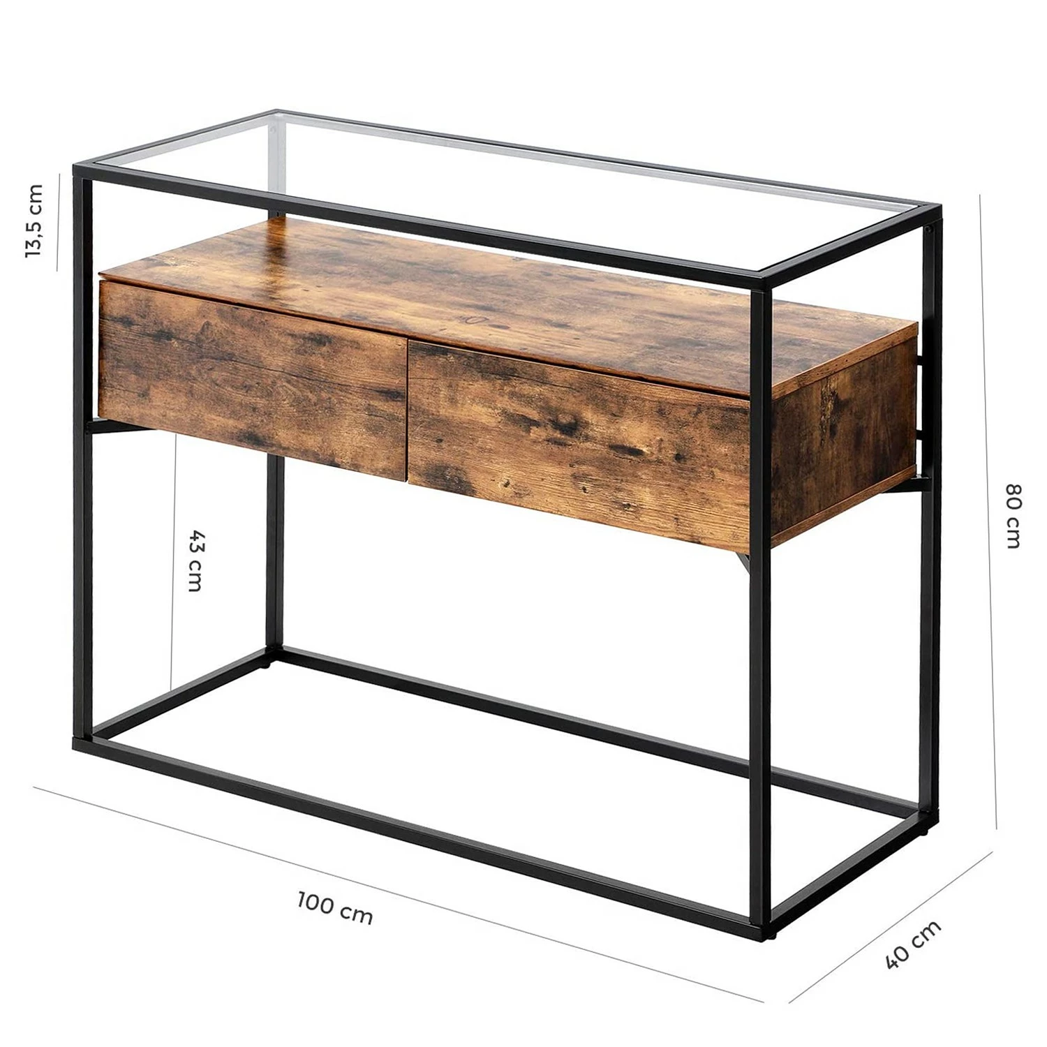 Red Living Console Cottage Hill - Verre / Métal - Marron / Noir 8 Red Living Console Cottage Hill - Verre / Métal - Marron / Noir – Image 6